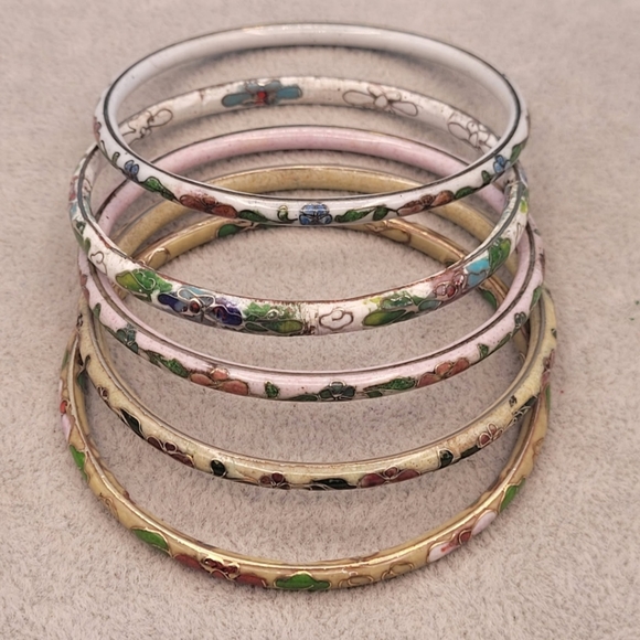 1 Vintage Cloisonne Bangle Brass Enamel - Picture 8 of 9